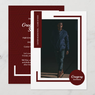 Maroon Photo Ultra Modern Photo Graduation Invite