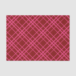 Maroon Pink Check Grid Plaid Design Tissue Paper