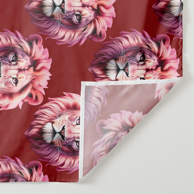 Maroon Pink Lion Head Design  Fabric (Creator Uploaded)