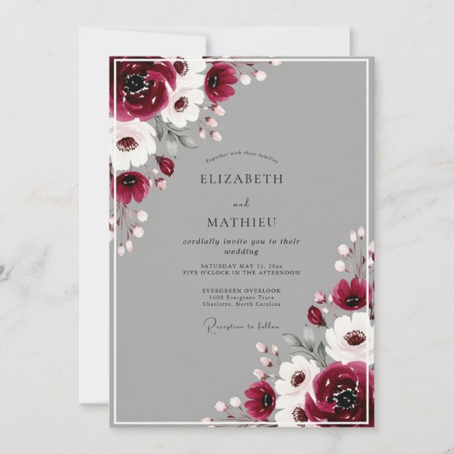 Maroon Polished Winter Wedding Invitation (Front)