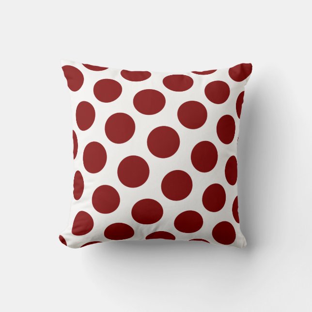 Maroon Polka Dot Pattern Throw Pillow (Front)