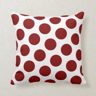 Maroon Polka Dot Pattern Throw Pillow