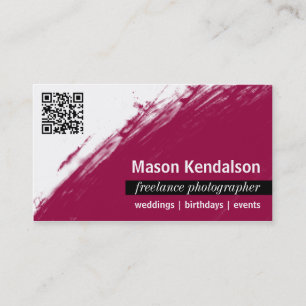 Maroon QR CODE Photographer Business Card