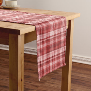 Maroon, Red, and Pink Tartan Plaid Short Table Runner