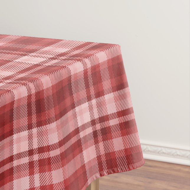 Maroon, Red, and Pink Tartan Plaid Tablecloth (In Situ)