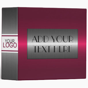 Maroon red and Silver Stainless Steel Metal #2 Binder