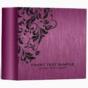 Maroon-red & Black Floral Swirl Binder