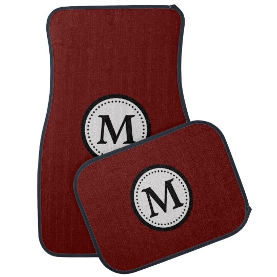 Maroon Red Black Monogram Car Mat