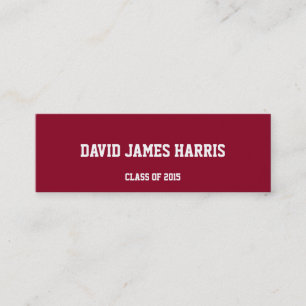 Maroon red collegiate graduation insert name card