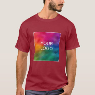Maroon Red Custom Add Logo Text Mens Modern T-Shirt