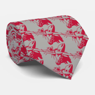 Maroon/Red Longhorn Steer with Cowboy Hat Tie