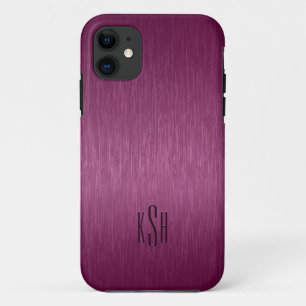 Maroon Red Metallic Brushed Aluminum Look iPhone 11 Case