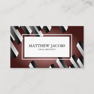 Maroon Red Modern Block Design Business Card