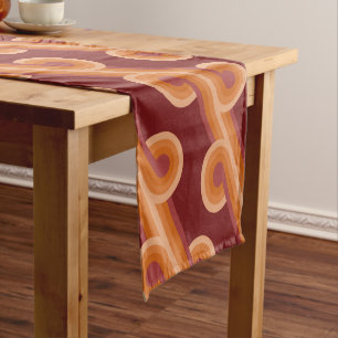 Maroon Red Orange Circles Fusion Fine Art Pattern Short Table Runner