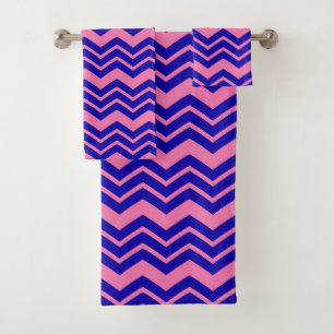 Maroon Red Pink Chevron Zigzag Design  Bath Towel Set