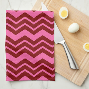 Maroon Red Pink Chevron Zigzag Design Kitchen Towel
