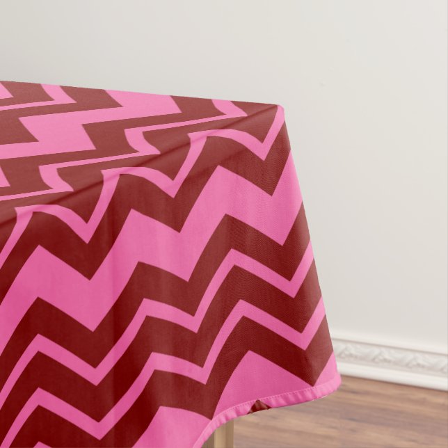 Maroon Red Pink Chevron Zigzag Design  Tablecloth (In Situ)