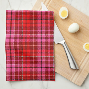 Maroon Red Pink Plaid Tartan Design  Kitchen Towel