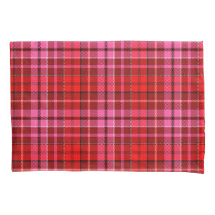 Maroon Red Pink Plaid Tartan Design Pillowcase