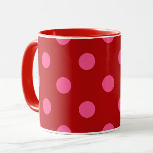 Maroon Red Pink Polka Dots Design Mug