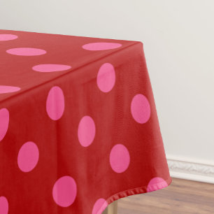 Maroon Red Pink Polka Dots Design Tablecloth