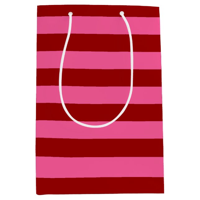Maroon Red Pink Stripes Design  Medium Gift Bag (Front)
