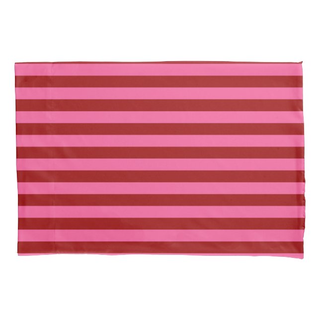 Maroon Red Pink Stripes Design  Pillowcase (Front)