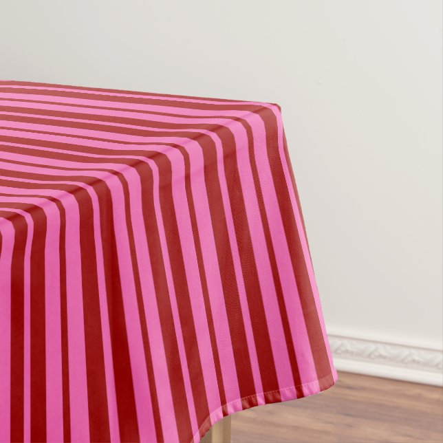 Maroon Red Pink Stripes Design  Tablecloth (In Situ)