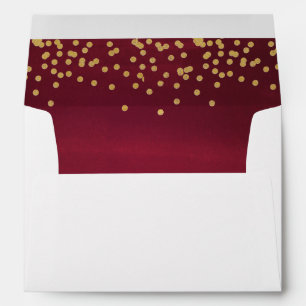 Maroon Red Watercolor with Faux Gold Confetti Envelope