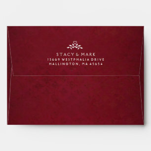 Maroon Red Wedding Invitation Envelope with Heart