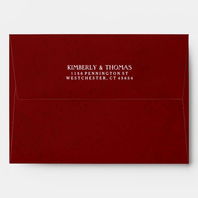 Maroon Red & White Custom Invitation Envelope (Back (Top Flap))