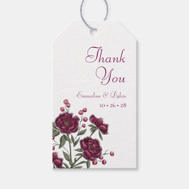 Maroon Rose Wedding Gift Tags (Front)