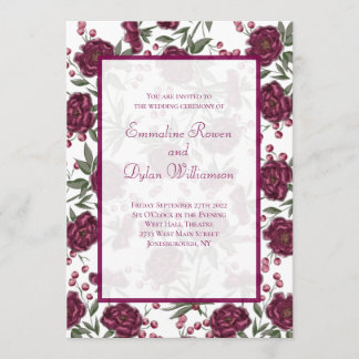 Maroon Rose Wedding Invitation