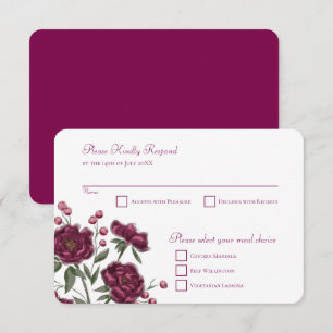 Maroon Rose Wedding RSVP Reply Invitation