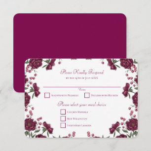 Maroon Rose Wedding RSVP Reply Invitation