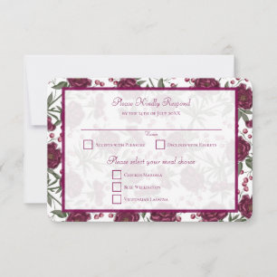 Maroon Rose Wedding RSVP Reply Invitation
