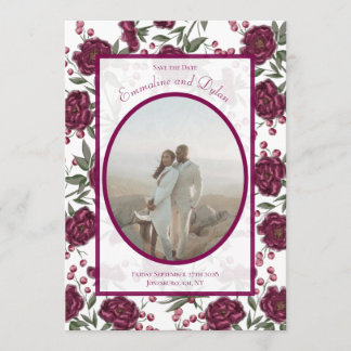 Maroon Rose Wedding Save the Date Invitation