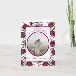 Maroon Rose Wedding Thank You Cards Photo