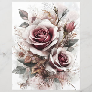 Maroon roses scrap-booking paper