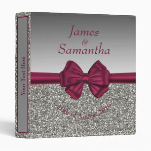 Maroon Satin Bow & Silver  – Planner/Photo Album Binder