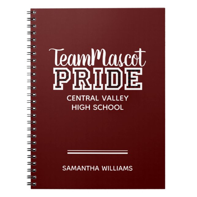 Maroon School Pride Mascot Nom Carnet (Devant)