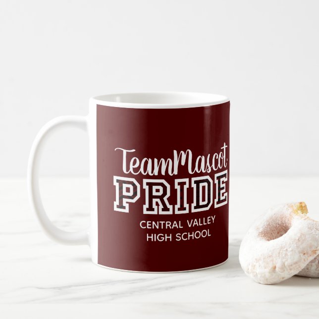 Maroon School Pride Mascotte Nom du café Mug (Avec donut)