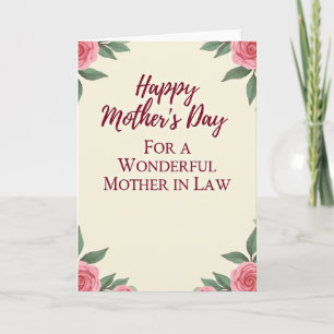Maroon Script Mothers Day Card