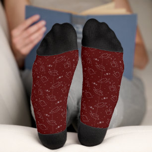 Maroon & Silver Graduation Cap Toss Socks