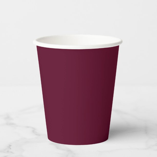 Maroon simple minimalist paper cups (Front)