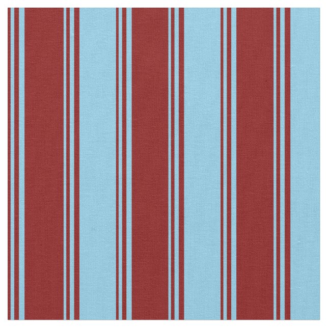 Maroon & Sky Blue Lines Pattern Fabric (Close Up)