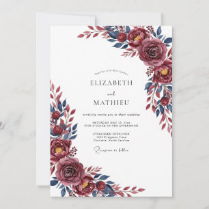 Maroon Sophisticated Winter Wedding Invitation