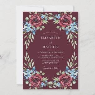 Maroon Splendid Winter Wedding Invitation