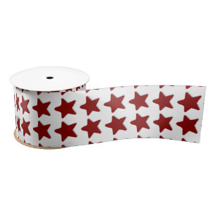 MAROON STARS with WHITE Background V12 Satin Ribbon