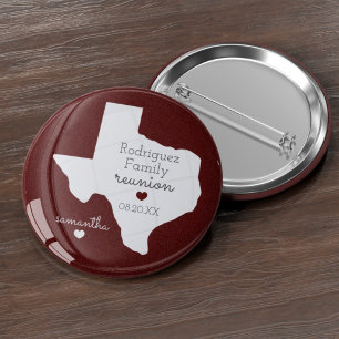 Maroon State of Texas Family Reunion 2 Inch Round Button